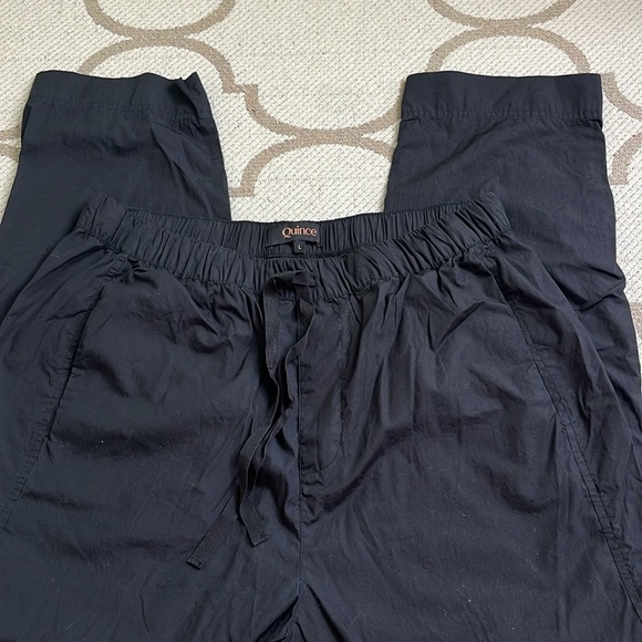 Quince Navy 100% organic cotton poplin pull on Relaxed Fit pants size large - Picture 16 of 17